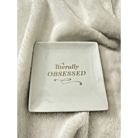 NEW Nordstrom FRINGE Studio Literally Obsessed 4” Decorative Tray Gold Cute Gift - Picture 2 of 5